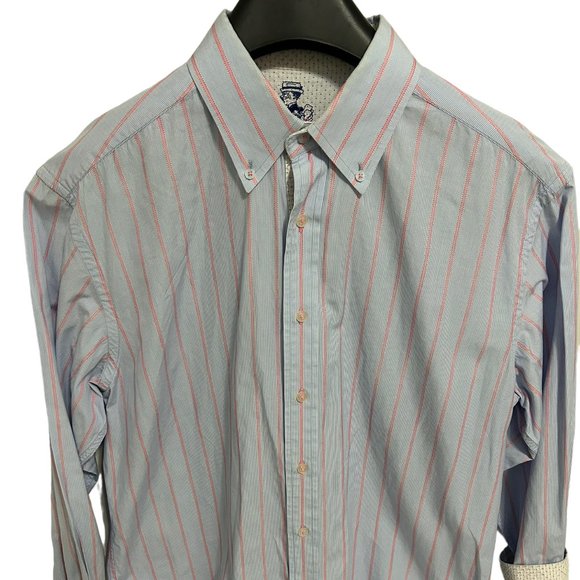 Robert Graham Men's Shirt Size XL Striped Light Blue Red Long Sleeve 100… - Picture 1 of 7